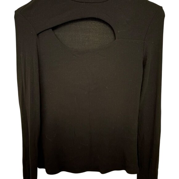 "Unlabeled "Ribbed Mock Neck Cutout Top Black Women’s S/M NWOT - Picture 2 of 5
